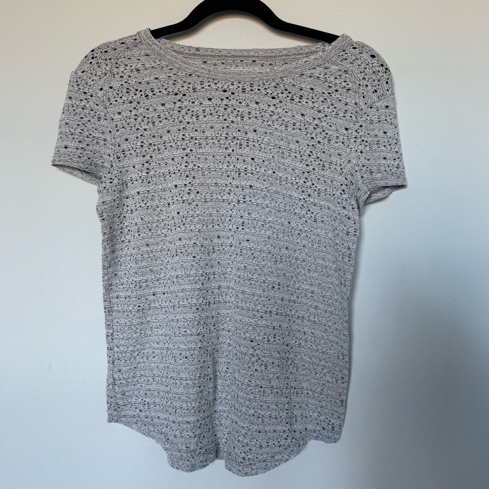 Lou & Grey Speckled Knit Tee Soft Girl Cozy Minimalist Basic Short Sleeve Top XS